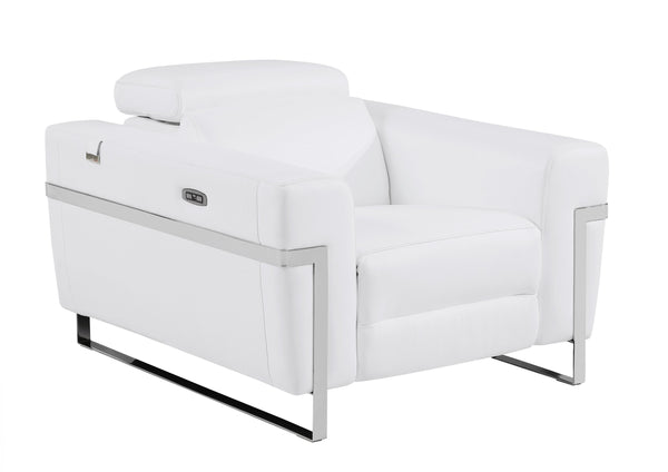 English Elm Global Top-Grain Italian Leather Power Recliner Chair - Luxurious Comfort & Modern Style In White B05777837
