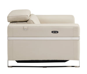 English Elm Global United Italian Leather Power Reclining Loveseat with Usb Port and Chrome Legs B05777830