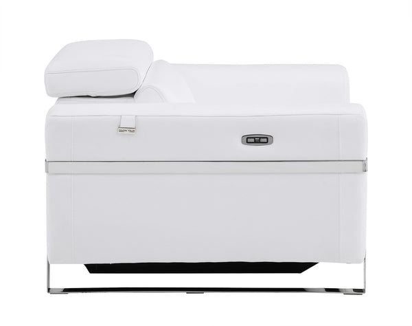 English Elm Global Top-Grain Italian Leather Power Recliner Chair - Luxurious Comfort & Modern Style In White B05777837