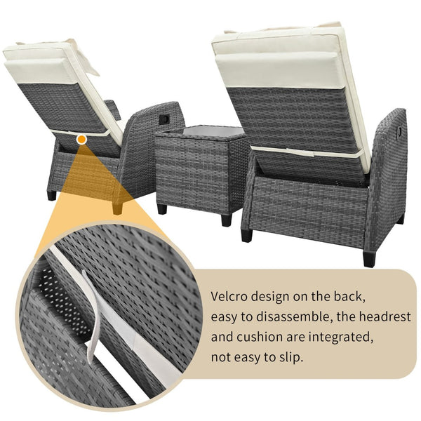 English Elm U_style Outdoor Hdpe Rattan Two Person Lounge Set with Tempered Glass Coffee Table WY000325AAA