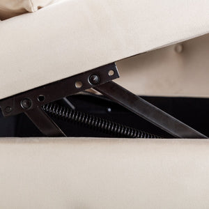 English Elm Beige Velvet Chaise with Hidden Storage Tufted Back Nailhead Trim Rolled Arm Lounge Beige W1170100896