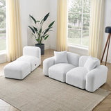 Hearth and Haven L-Shape Modular Sectional Sofa, Diy Combination, Teddy Fabric, White W487S00148