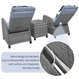 English Elm U_style Outdoor Hdpe Rattan Two Person Lounge Set with Tempered Glass Coffee Table WY000325AAE