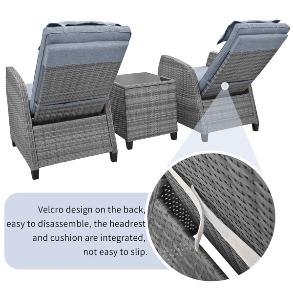 English Elm U_style Outdoor Hdpe Rattan Two Person Lounge Set with Tempered Glass Coffee Table WY000325AAE