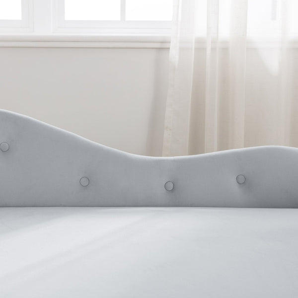 English Elm Beige Velvet Chaise with Hidden Storage Tufted Back Nailhead Trim Rolled Arm Lounge Grey W1170100897