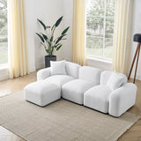 L-Shape Modular Sectional Sofa, Diy Combination, Teddy Fabric, White