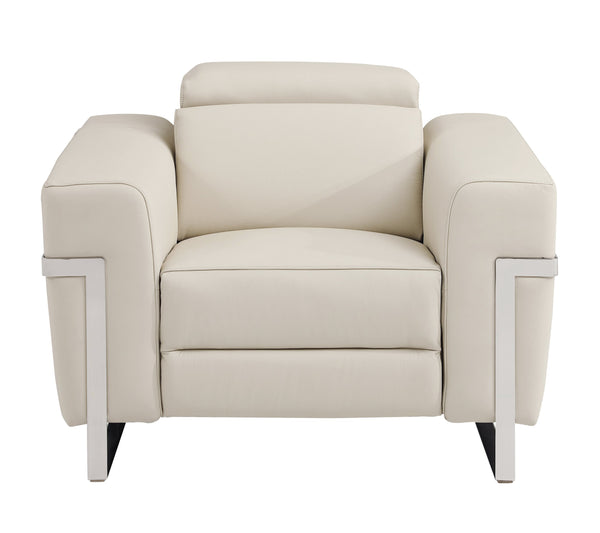 English Elm Global Top-Grain Italian Leather Power Recliner Chair With Usb Charger & Stylish Stainless Steel Legs B05777831