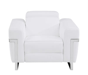 English Elm Global Top-Grain Italian Leather Power Recliner Chair - Luxurious Comfort & Modern Style In White B05777837
