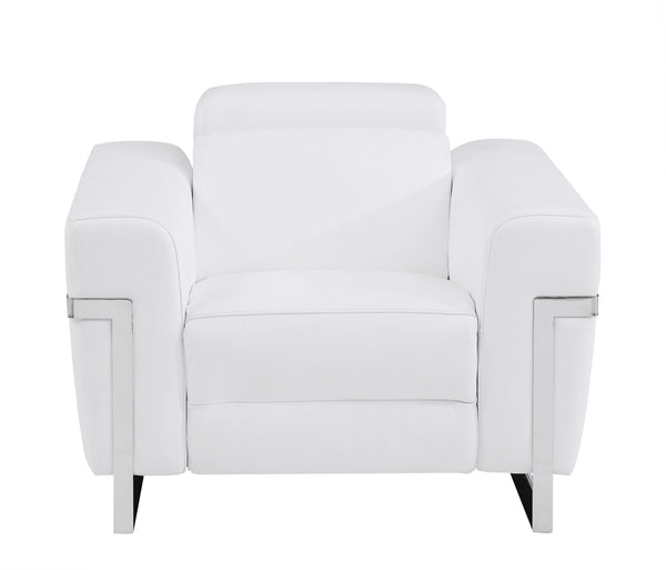 English Elm Global Top-Grain Italian Leather Power Recliner Chair - Luxurious Comfort & Modern Style In White B05777837