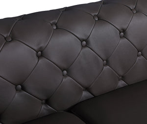 English Elm Global Transitional Loveseat: Premium 100% Italian Leather & Solid Wood Frame For Timeless Elegance B05777749