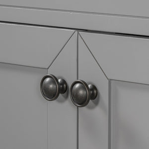 English Elm 36" Freestanding Bathroom Vanity Solid Rubberwood Cabinet with Ceramic Sink and Three Drawers Grey JL000007AAE-6
