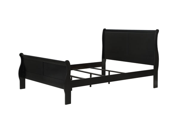 English Elm Louis Full Size Sleigh Bed with Solid Wood Panel Headboard and Footboard — Low-Profile Stylish Design Black 83.45 L x 6.15 W x 4.35 H B011S00381