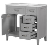 English Elm 36" Bathroom Vanity With Sink Combo, Bathroom Cabinet With Drawers, Solid Frame and Mdf Board, Grey (Old Sku:Jl000007Aae)