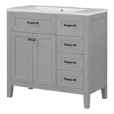 English Elm 36" Bathroom Vanity With Sink Combo, Bathroom Cabinet With Drawers, Solid Frame and Mdf Board, Grey