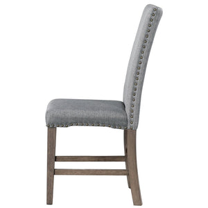 English Elm TOPMAX Mid-Century 5-Piece Round Dining Set for 4 with Upholstered Cross-Back Chairs, Durable Design Gray N717S000015D