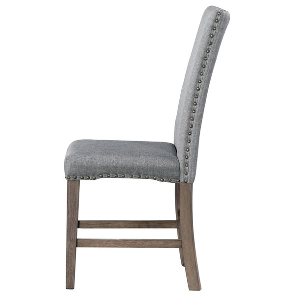 English Elm TOPMAX Mid-Century 5-Piece Round Dining Set for 4 with Upholstered Cross-Back Chairs, Durable Design Gray N717S000015D