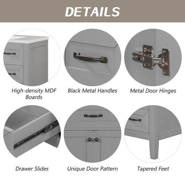 English Elm 36" Stylish Gray Bathroom Vanity With Sink Combo - Durable, Space-Saving Storage Solution For Your Home N725P246491E