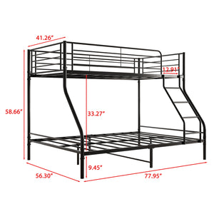 English Elm Heavy Heavy Duty Twin-Over-Full Metal Bunk Bed Frame, 20% Stronger, Noise-Free Platform, Black W84056876