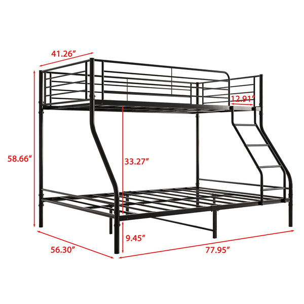 English Elm Heavy Heavy Duty Twin-Over-Full Metal Bunk Bed Frame, 20% Stronger, Noise-Free Platform, Black W84056876