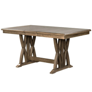 English Elm TOPMAX Mid-Century 5-Piece Round Dining Set for 4 with Upholstered Cross-Back Chairs, Durable Design Gray N717S000015D