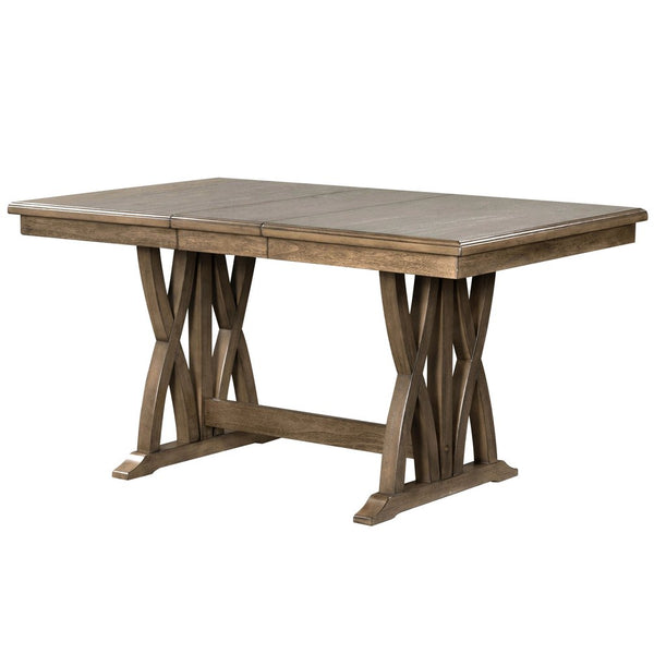 English Elm TOPMAX Mid-Century 5-Piece Round Dining Set for 4 with Upholstered Cross-Back Chairs, Durable Design Gray N717S000015D