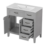 English Elm 36" Bathroom Vanity With Sink Combo, Bathroom Cabinet With Drawers, Solid Frame and Mdf Board, Grey (Old Sku:Jl000007Aae)