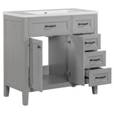 English Elm 36" Bathroom Vanity With Sink Combo, Bathroom Cabinet With Drawers, Solid Frame and Mdf Board, Grey (Old Sku:Jl000007Aae)