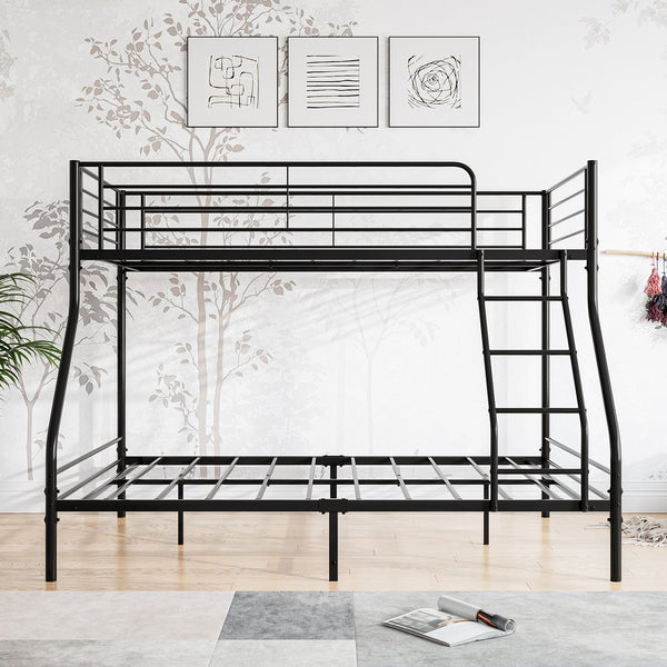 English Elm Heavy Heavy Duty Twin-Over-Full Metal Bunk Bed Frame, 20% Stronger, Noise-Free Platform, Black W84056876