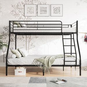 English Elm Heavy Heavy Duty Twin-Over-Full Metal Bunk Bed Frame, 20% Stronger, Noise-Free Platform, Black W84056876