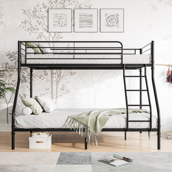English Elm Heavy Heavy Duty Twin-Over-Full Metal Bunk Bed Frame, 20% Stronger, Noise-Free Platform, Black W84056876
