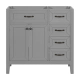 English Elm 36" Bathroom Vanity Without Sink, Cabinet Base Only, Bathroom Cabinet With Drawers, Solid Frame and Mdf Board, Grey