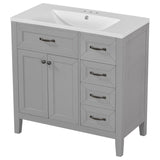 English Elm 36" Bathroom Vanity With Sink Combo, Bathroom Cabinet With Drawers, Solid Frame and Mdf Board, Grey (Old Sku:Jl000007Aae)