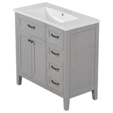 English Elm 36" Bathroom Vanity With Sink Combo, Bathroom Cabinet With Drawers, Solid Frame and Mdf Board, Grey (Old Sku:Jl000007Aae)