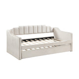 Velvet Daybed with Trundle Upholstered Tufted Sofa Bed,  Both Twin Size