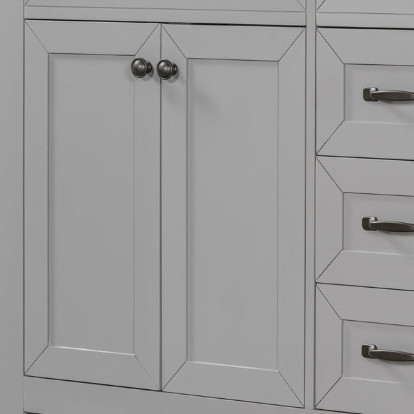 English Elm 36" Matte Bathroom Vanity Base Cabinet with Drawers Rubberwood Frame Modern Storage Grey WF296707AAE