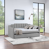Hearth and Haven Velvet Daybed with Trundle Upholstered Tufted Sofa Bed,  Both Twin Size, Grey W876S00097