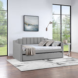 English Elm Velvet Daybed With Trundle Upholstered Tufted Sofa Bed, Both Twin Size, Grey