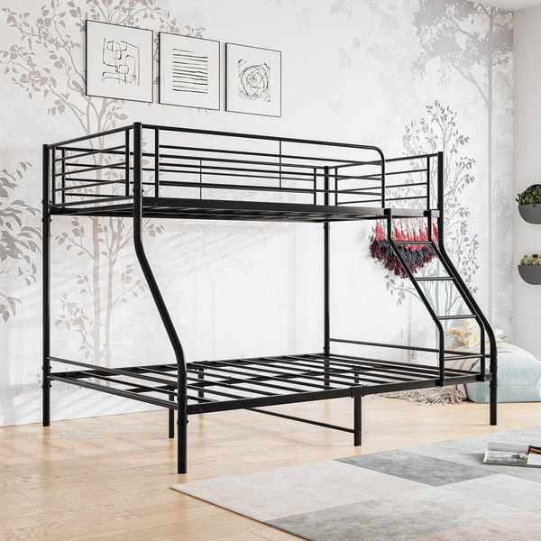 English Elm Heavy Heavy Duty Twin-Over-Full Metal Bunk Bed Frame, 20% Stronger, Noise-Free Platform, Black W84056876