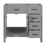 English Elm 36" Bathroom Vanity Without Sink, Cabinet Base Only, Bathroom Cabinet With Drawers, Solid Frame and Mdf Board, Grey