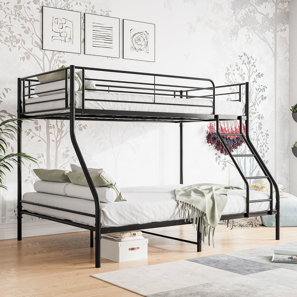 English Elm Heavy Heavy Duty Twin-Over-Full Metal Bunk Bed Frame, 20% Stronger, Noise-Free Platform, Black W84056876