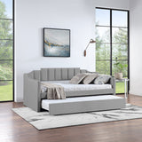 Hearth and Haven Velvet Daybed with Trundle Upholstered Tufted Sofa Bed,  Both Twin Size, Grey W876S00097