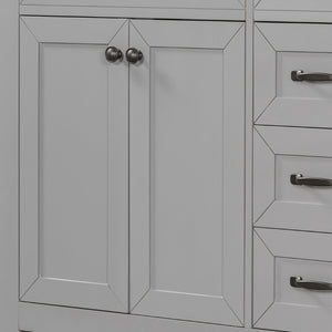English Elm 36" Freestanding Bathroom Vanity Solid Rubberwood Cabinet with Ceramic Sink and Three Drawers Grey JL000007AAE-6
