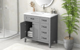 English Elm 36" Bathroom Vanity With Sink Combo, Bathroom Cabinet With Drawers, Solid Frame and Mdf Board, Grey (Old Sku:Jl000007Aae)