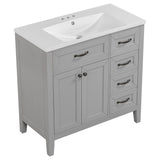 English Elm 36" Bathroom Vanity With Sink Combo, Bathroom Cabinet With Drawers, Solid Frame and Mdf Board, Grey (Old Sku:Jl000007Aae)