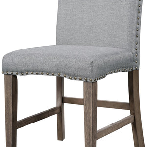 English Elm TOPMAX Mid-Century 5-Piece Round Dining Set for 4 with Upholstered Cross-Back Chairs, Durable Design Gray N717S000015D