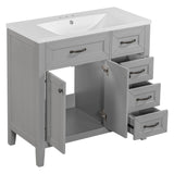 English Elm 36" Bathroom Vanity With Sink Combo, Bathroom Cabinet With Drawers, Solid Frame and Mdf Board, Grey (Old Sku:Jl000007Aae)