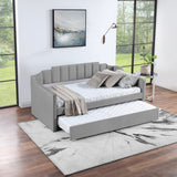 Hearth and Haven Velvet Daybed with Trundle Upholstered Tufted Sofa Bed,  Both Twin Size, Grey W876S00097