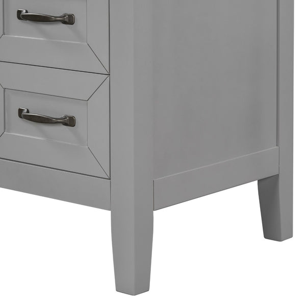 English Elm 36" Matte Bathroom Vanity Base Cabinet with Drawers Rubberwood Frame Modern Storage Grey WF296707AAE