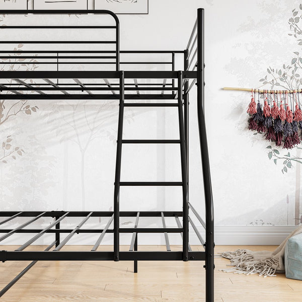 English Elm Heavy Heavy Duty Twin-Over-Full Metal Bunk Bed Frame, 20% Stronger, Noise-Free Platform, Black W84056876