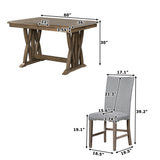 Hearth and Haven 7-Piece Dining Table Set with 6 Upholstered Chairs, Golden Brown and Grey SP000015AAD